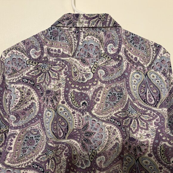 Ralph Lauren CHAPS Women's L/S Purple Paisley No Iron Button-Front Shirt Top XL - Picture 5 of 9